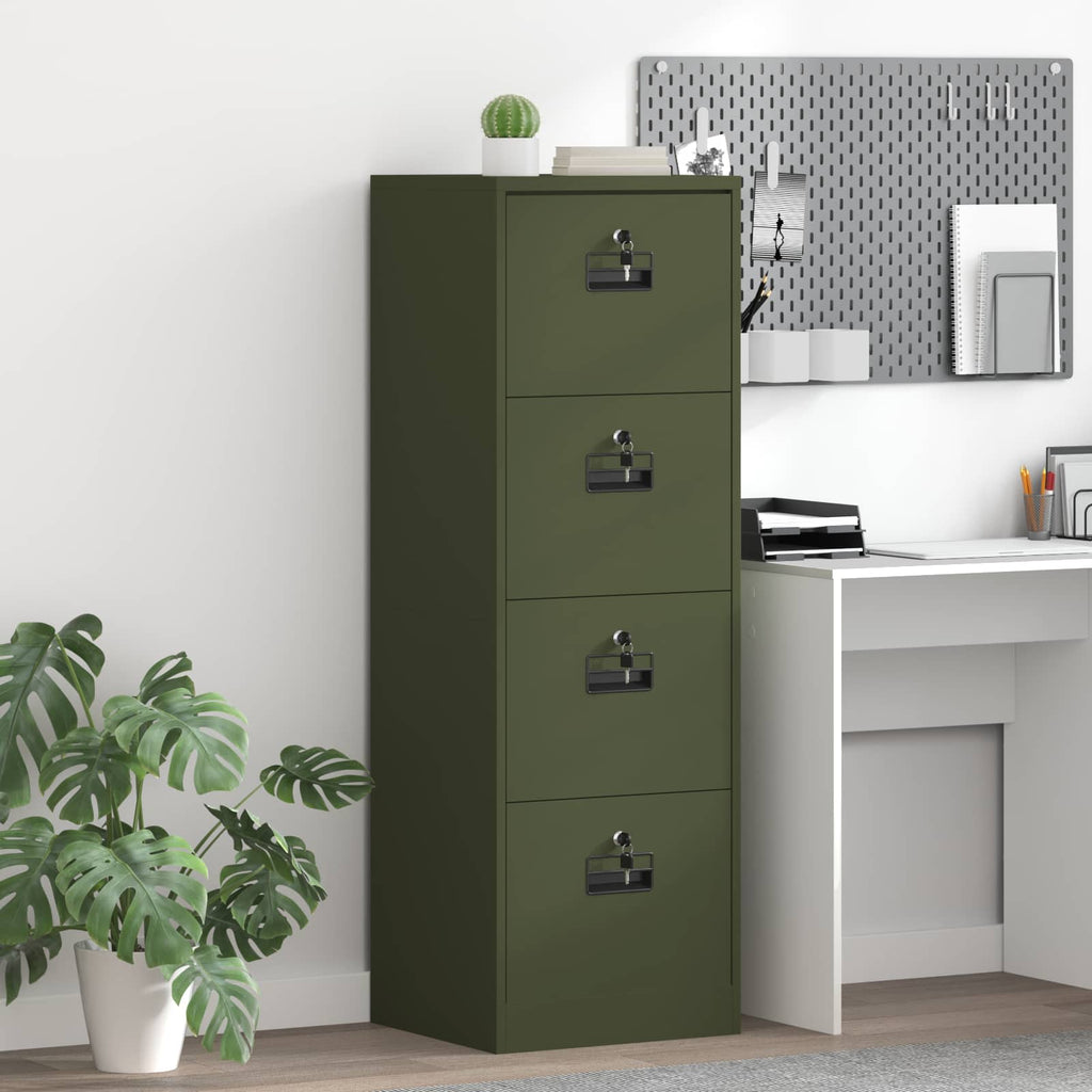 Aktenschrank Olive Grün 45,5 x 42 x 139 cm Kaltgewalzter Stahl