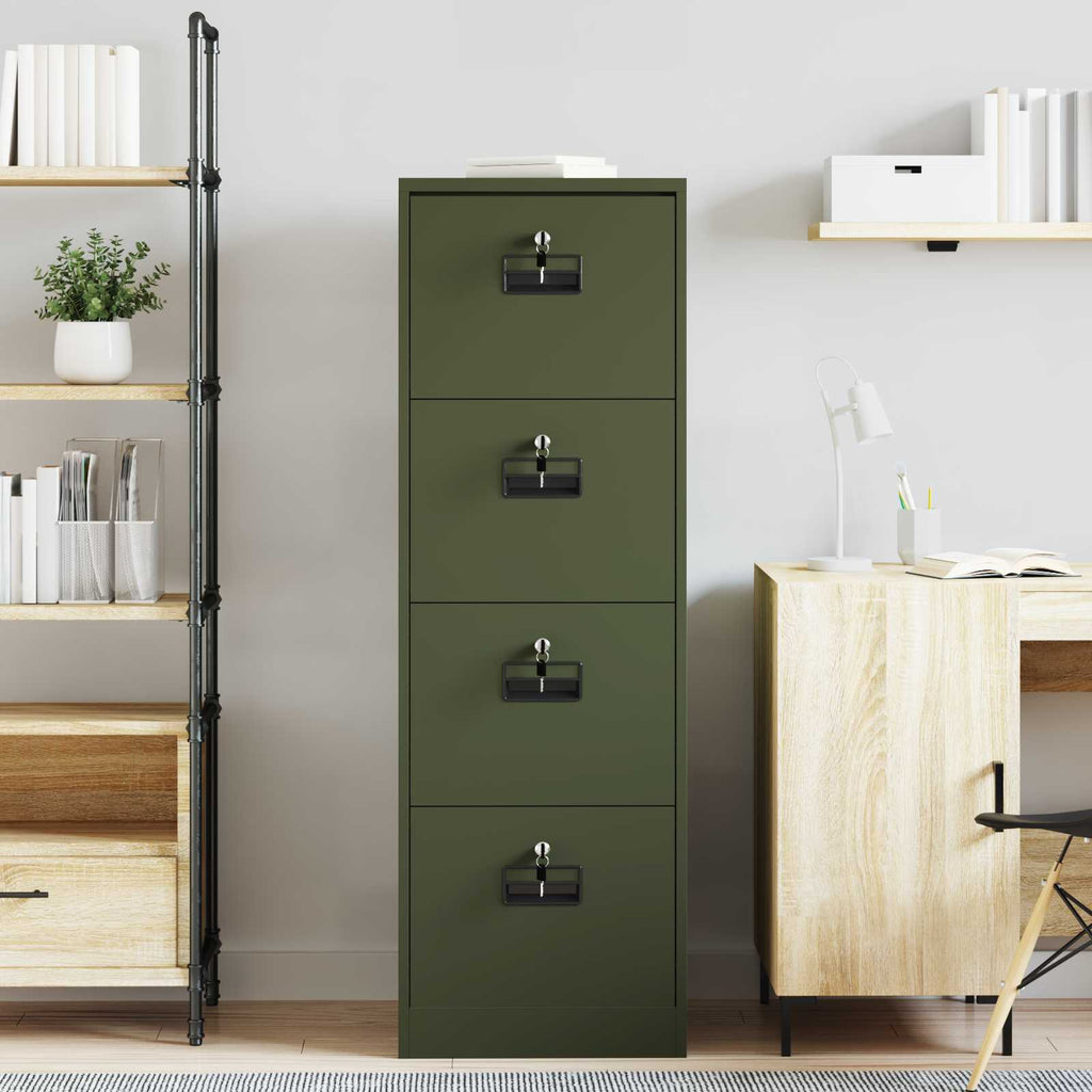Aktenschrank Olive Grün 45,5 x 42 x 139 cm Kaltgewalzter Stahl