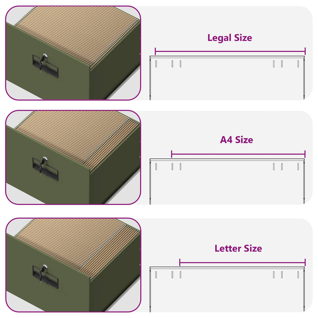 Aktenschrank Olive Grün 45,5 x 42 x 139 cm Kaltgewalzter Stahl