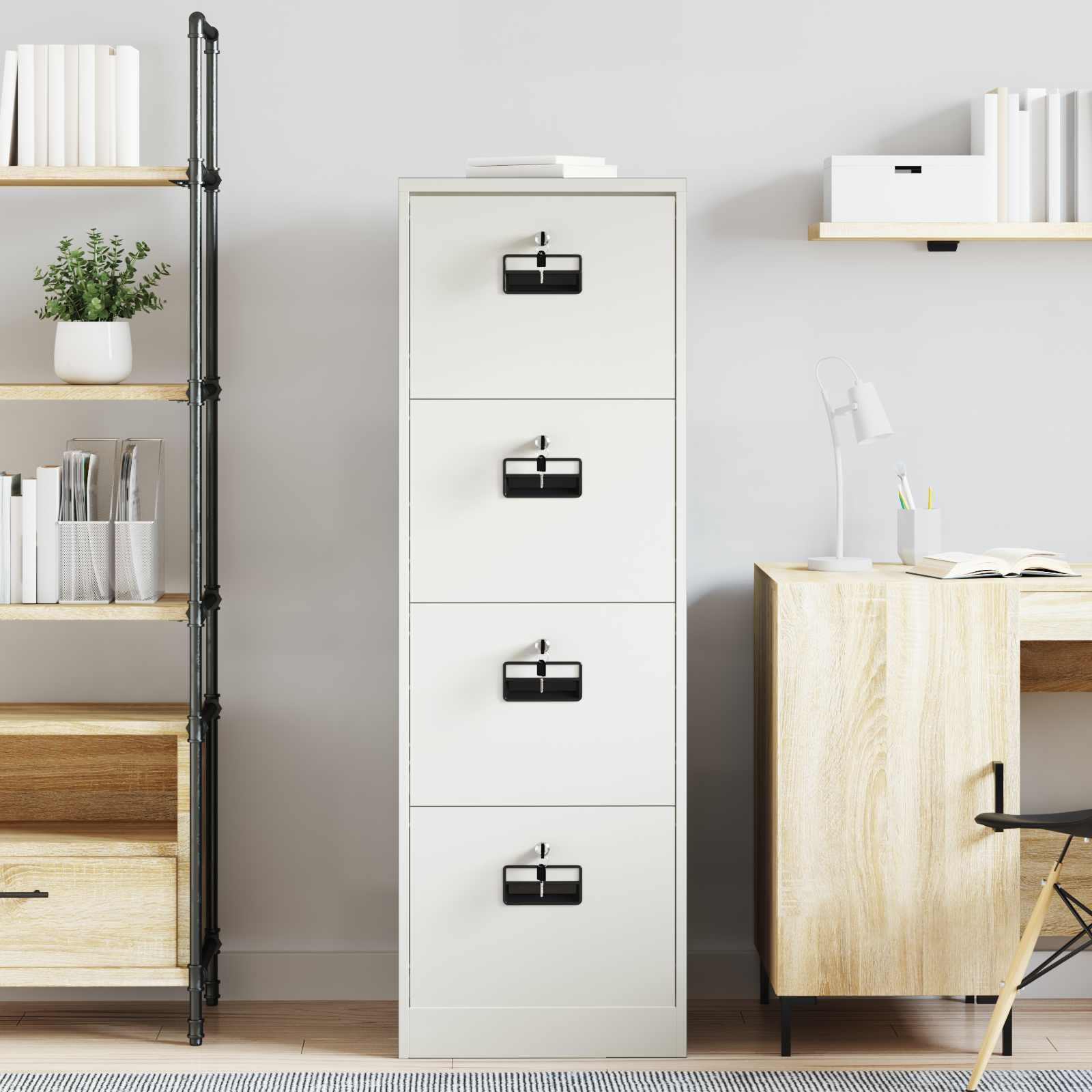 Aktenschrank Weiß 45,5 x 42 x 139 cm Kaltgewalzter Stahl