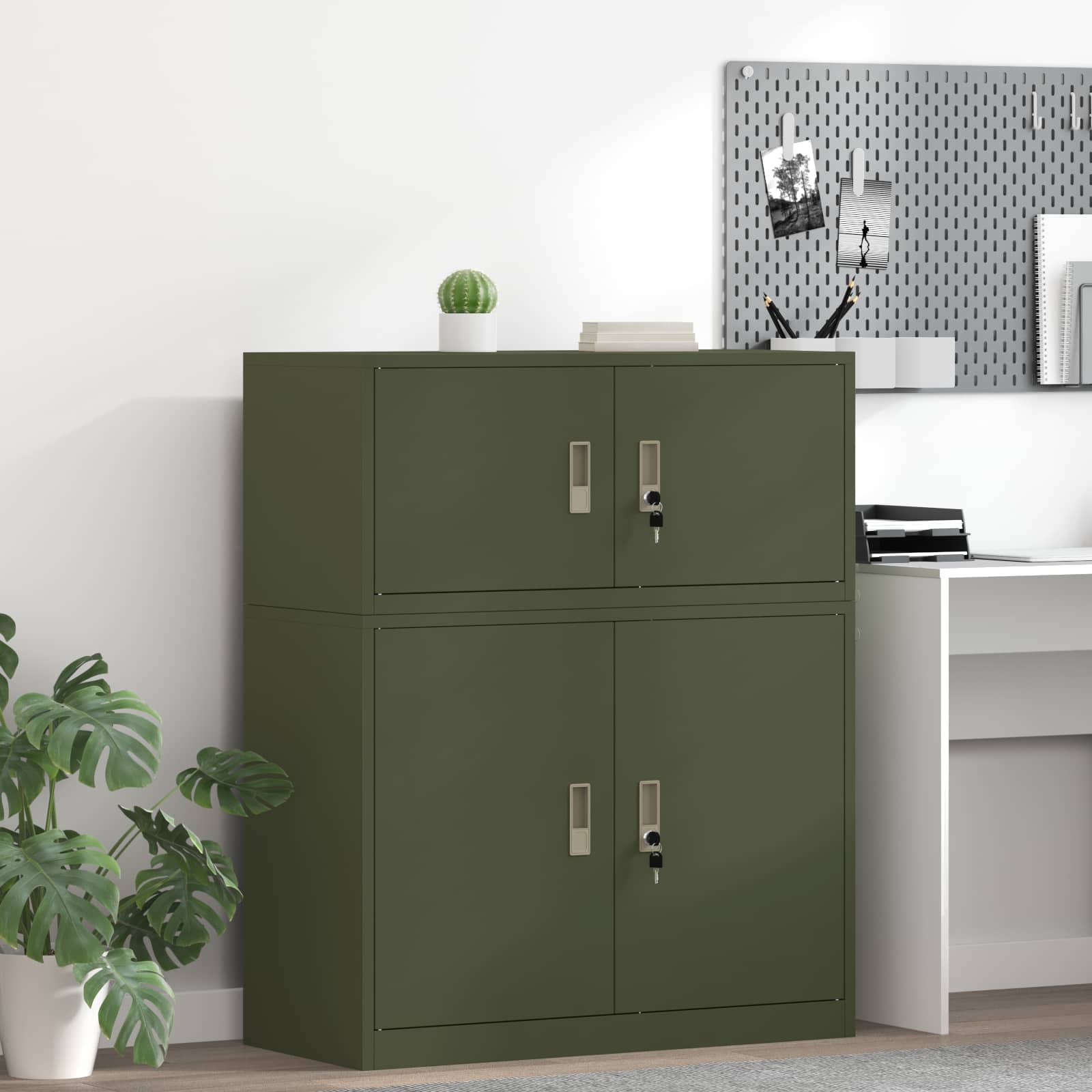 Aufbewahrungsschrank Olive Grün 90 x 40 x 40 cm Stahl