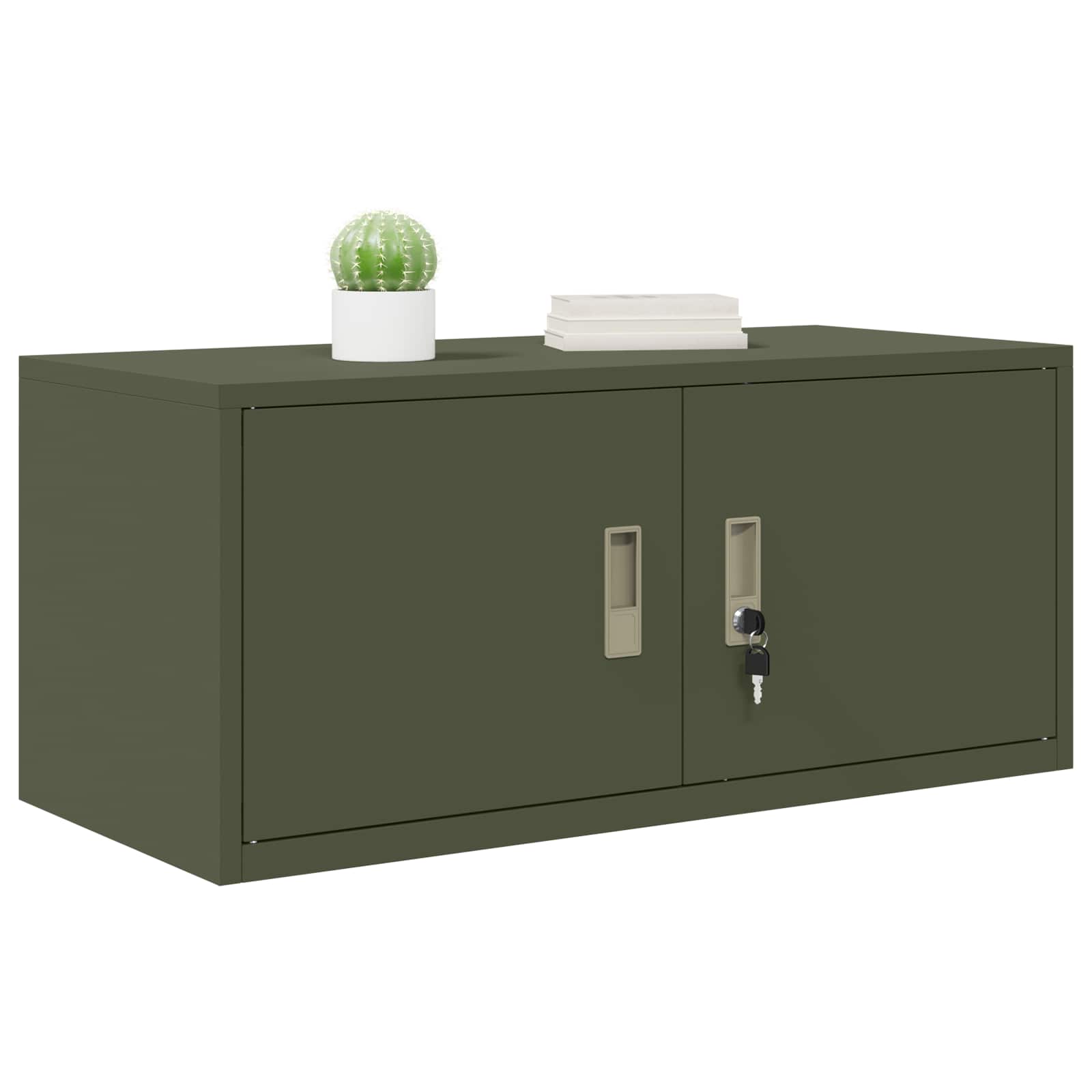Aufbewahrungsschrank Olive Grün 90 x 40 x 40 cm Stahl