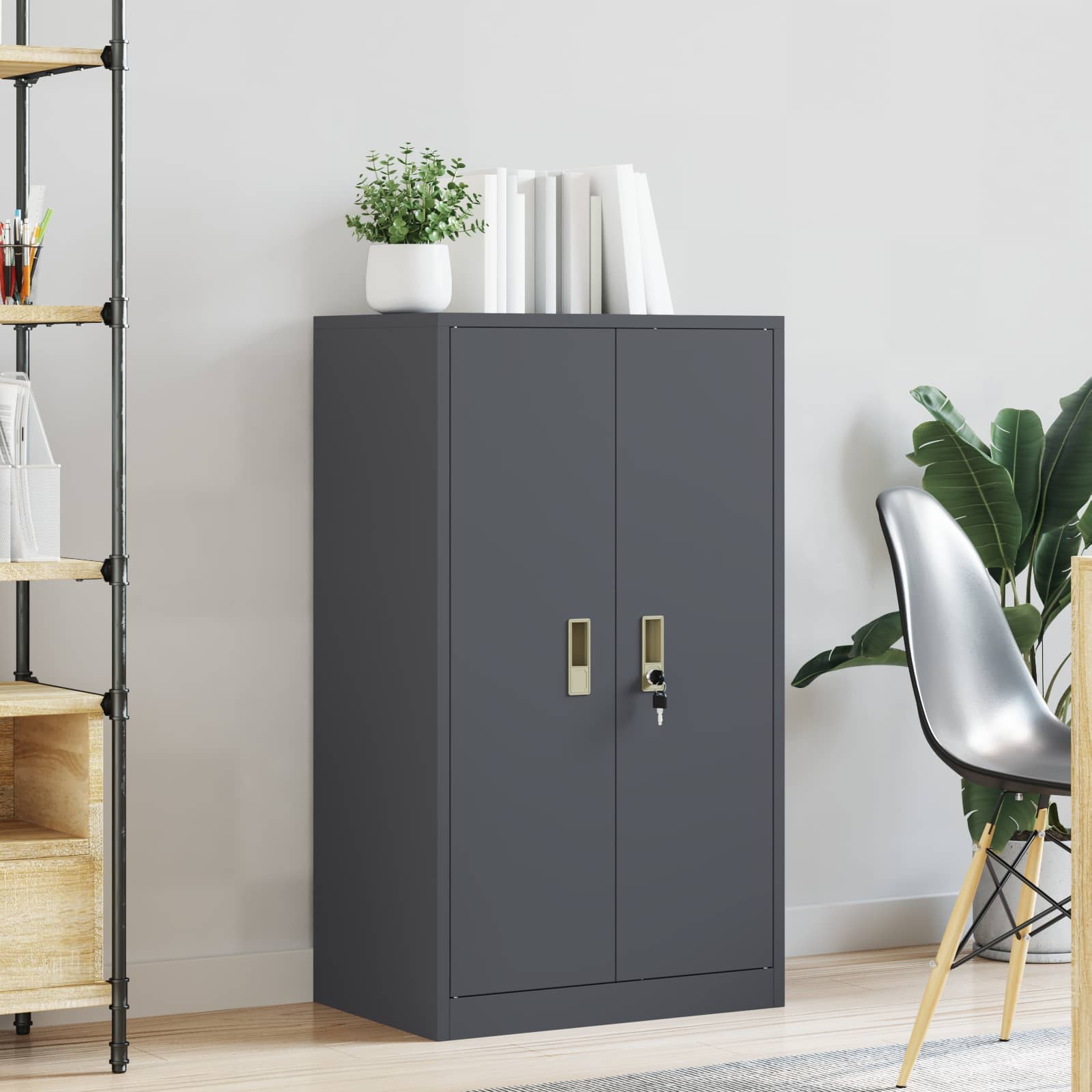 Aufbewahrungsschrank Anthrazit 60 x 40 x 105 cm Stahl