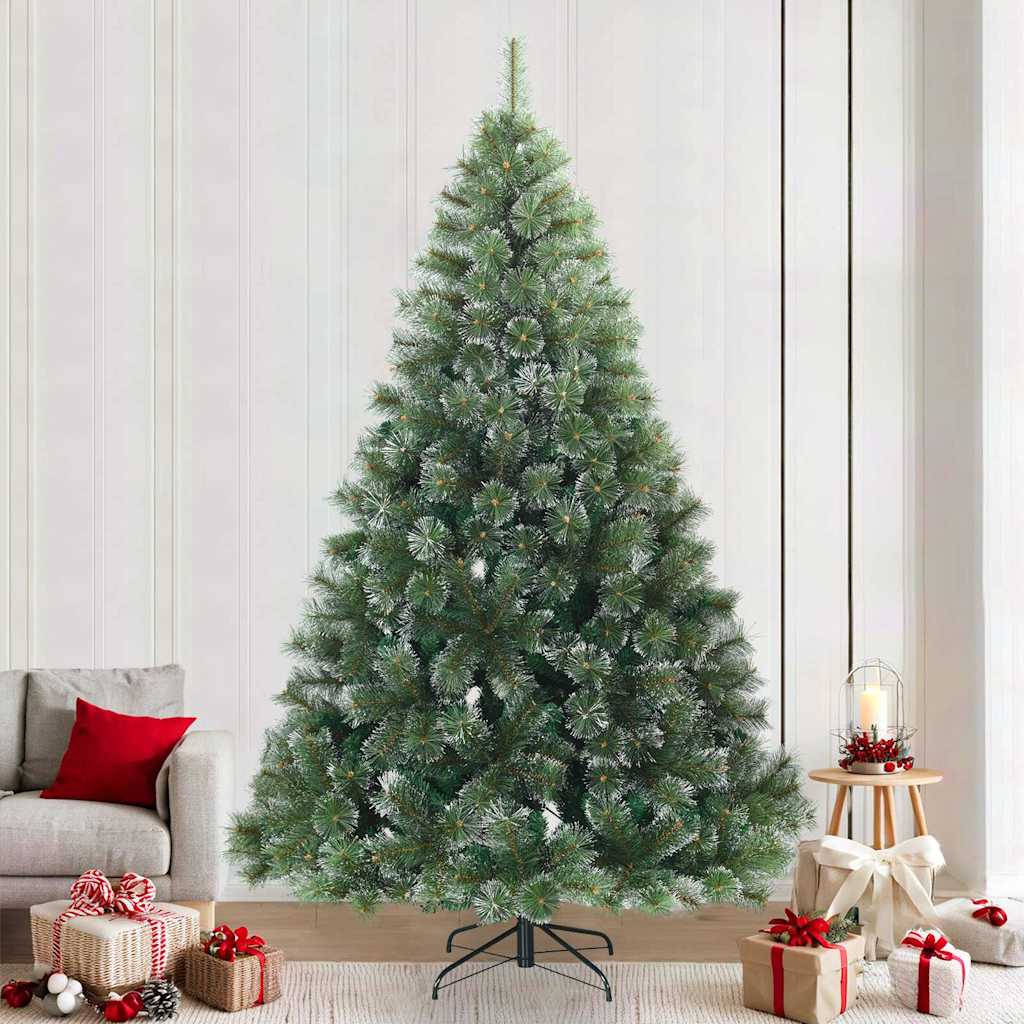 Künstlicher Scharnier-Weihnachtsbaum schneebedeckt Grün 240 cm