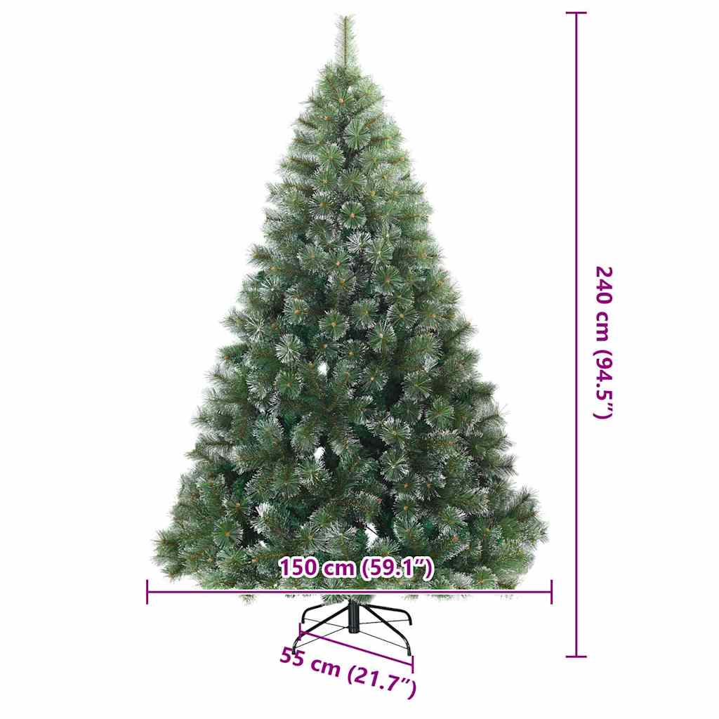 Künstlicher Scharnier-Weihnachtsbaum schneebedeckt Grün 240 cm