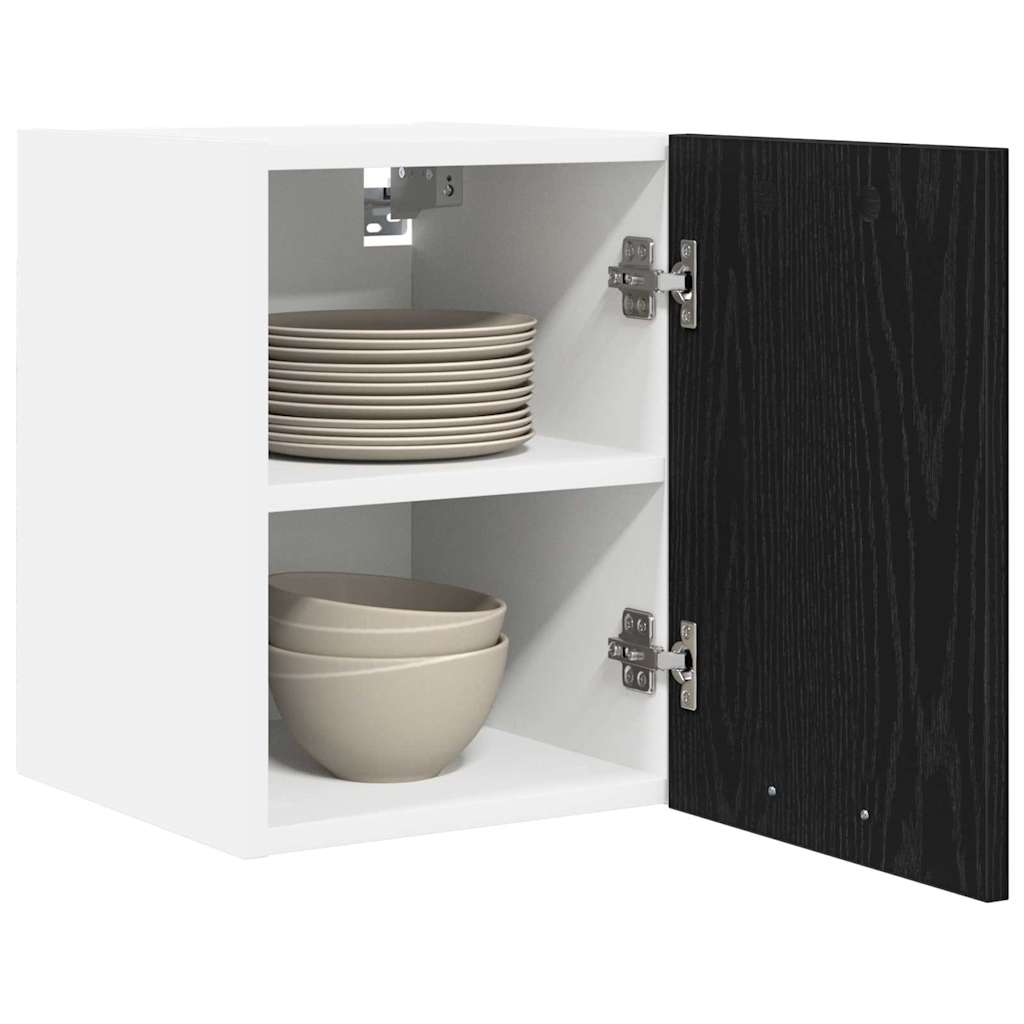 Hängeschrank mit Tür Schwarze Eiche und Weiß 30 x 31 x 40 cm