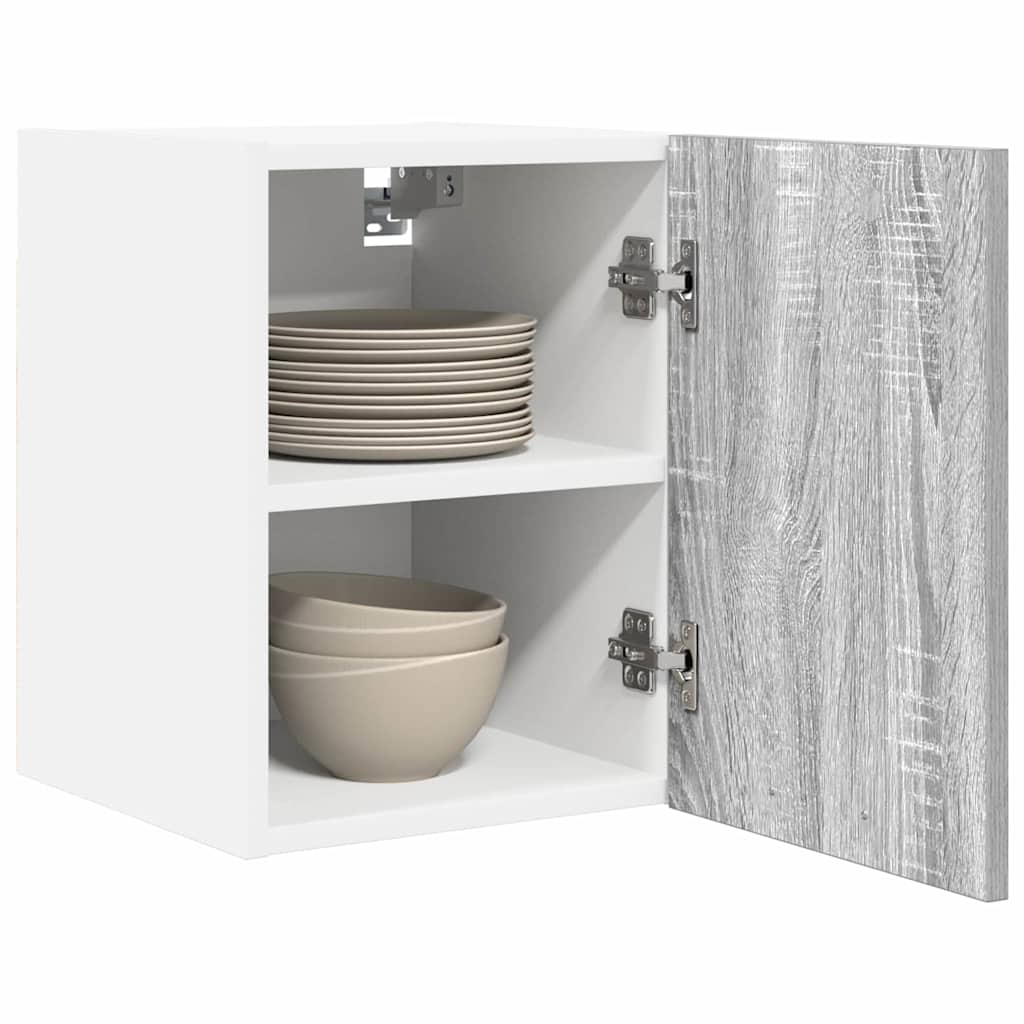 Hängeschrank mit Tür 2 pcs Grau Sonoma und Weiß 30 x 31 x 40 cm