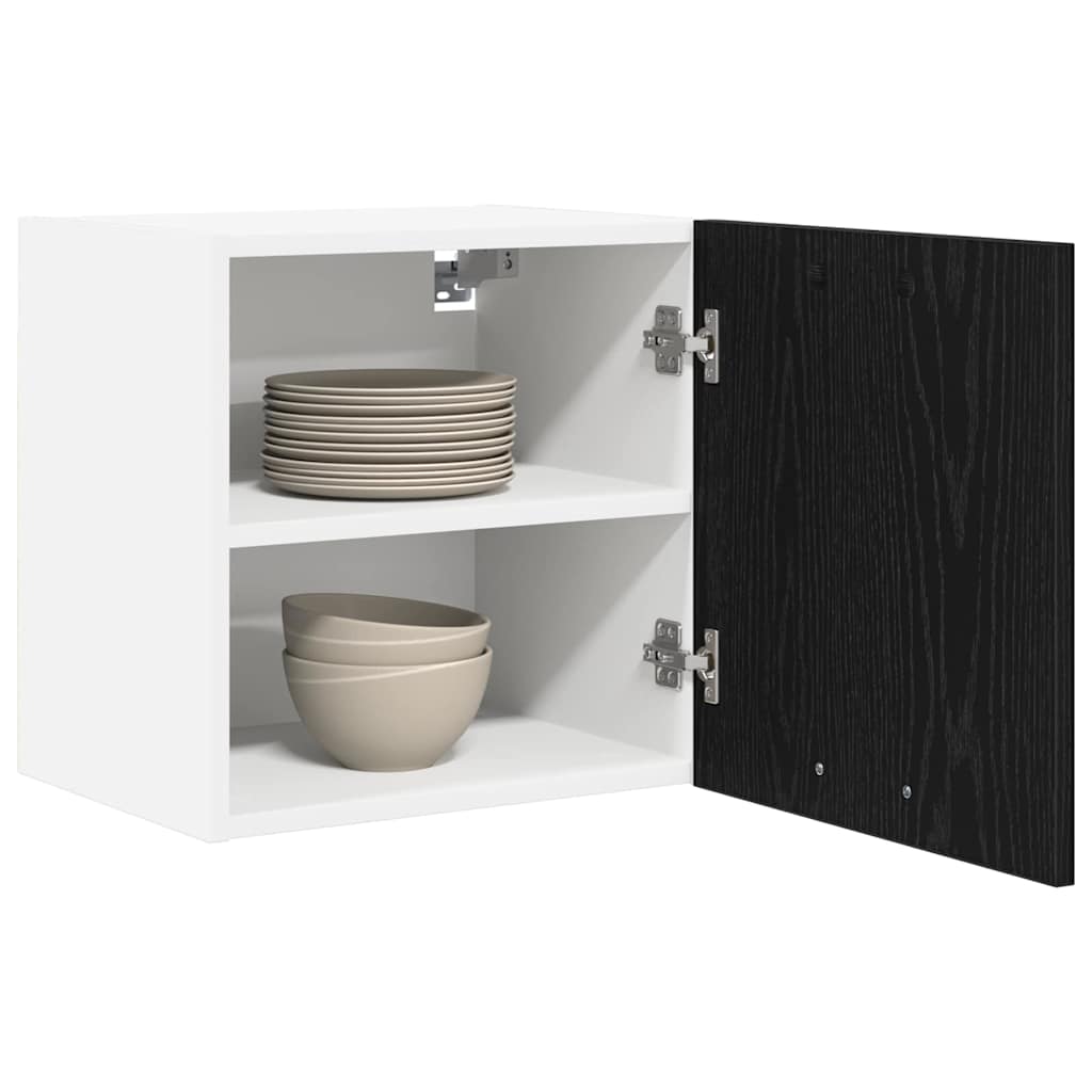 Hängeschrank mit Tür Schwarze Eiche und Weiß 40 x 31 x 40 cm