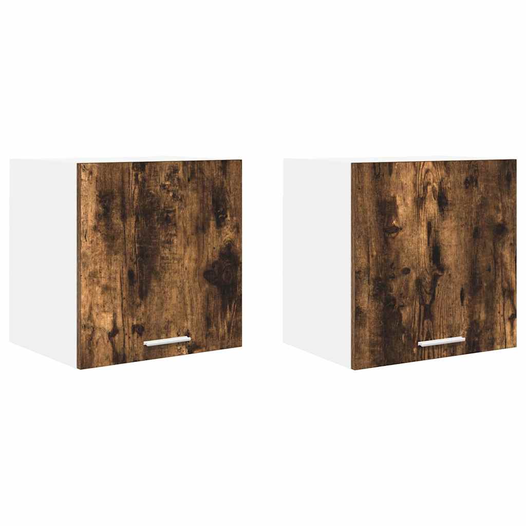 Hängeschrank 2 pcs Geräucherte Eiche und Weiß 40 x 31 x 40 cm