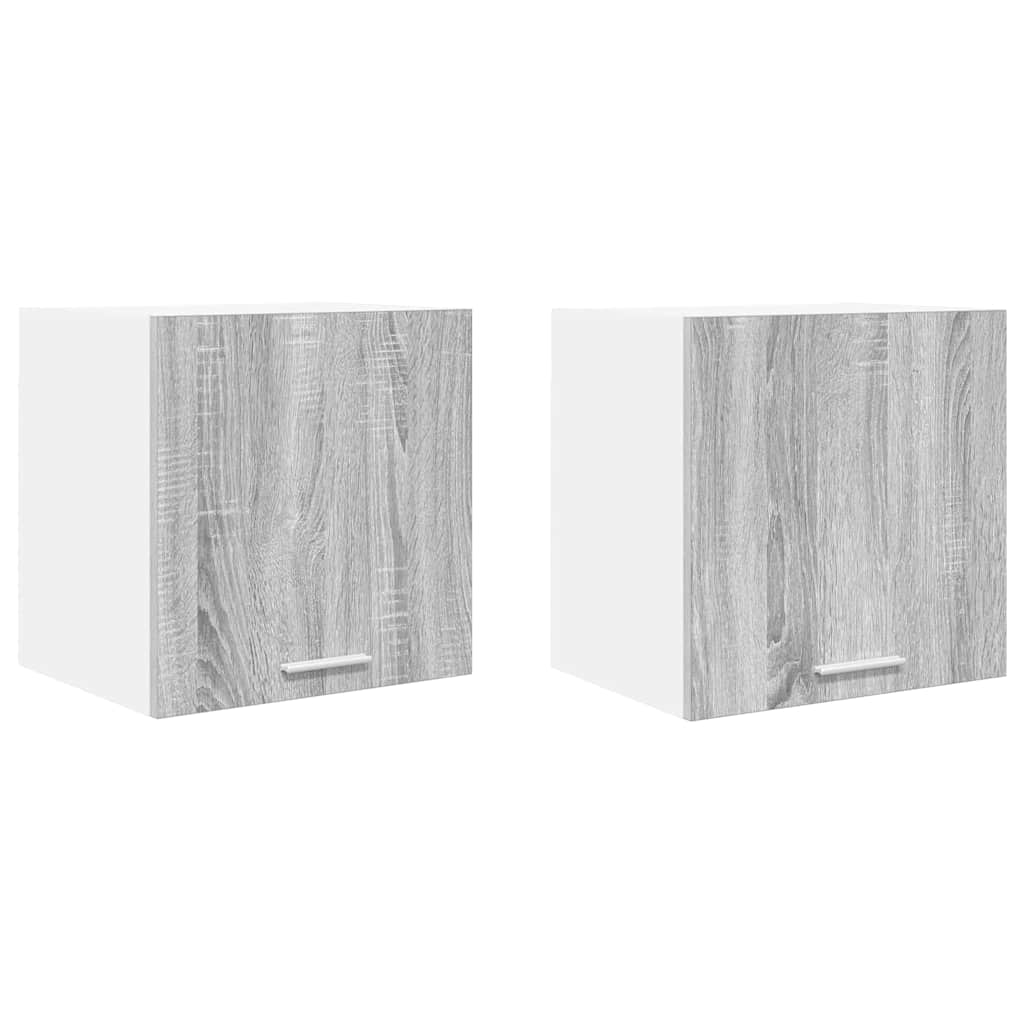 Hängeschrank mit Tür 2 pcs Grau Sonoma und Weiß 40 x 31 x 40 cm