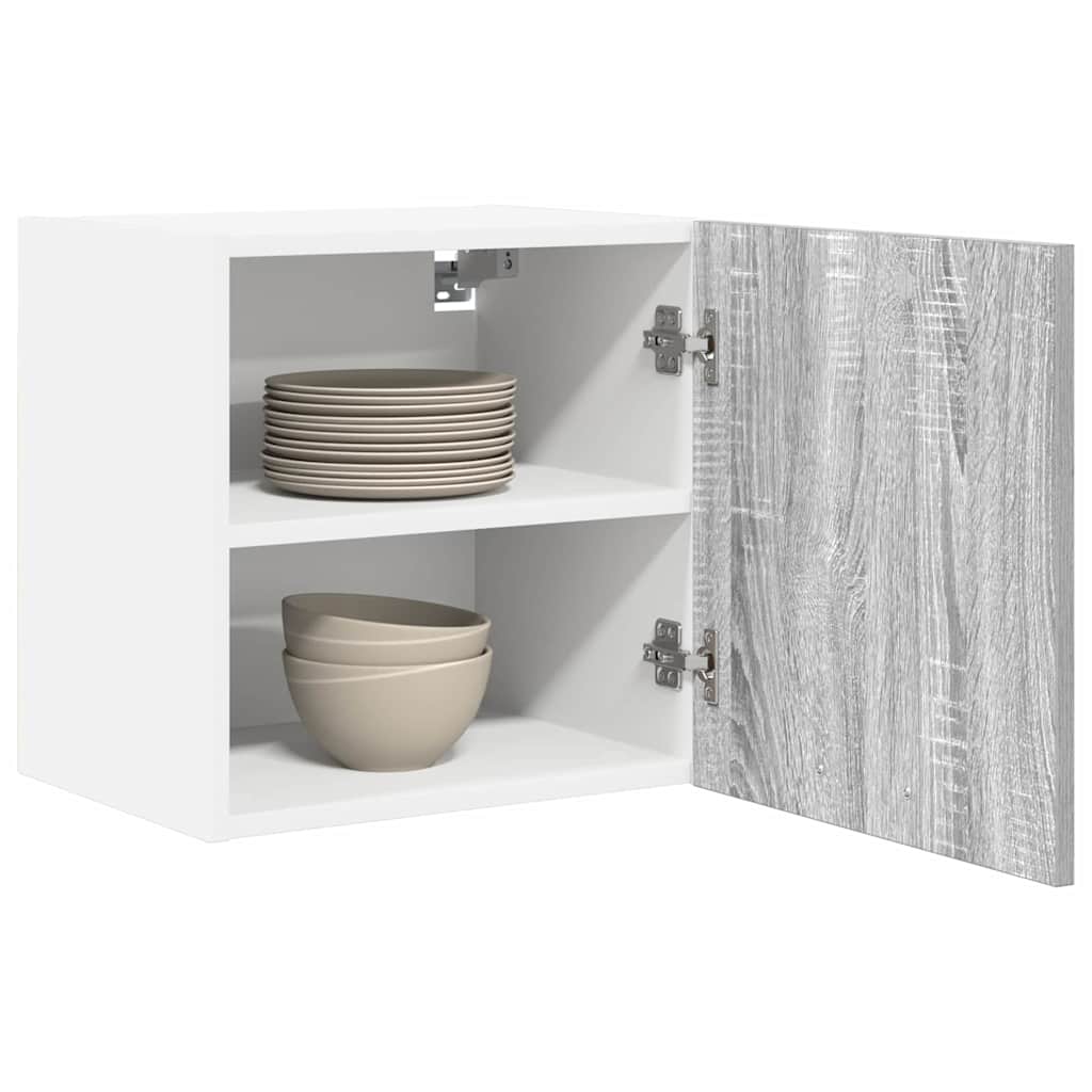 Hängeschrank mit Tür 2 pcs Grau Sonoma und Weiß 40 x 31 x 40 cm