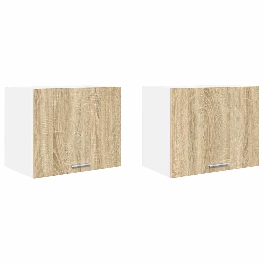 Hängeschrank 2 pcs Sonoma-Eiche und Weiß 50 x 31 x 40 cm