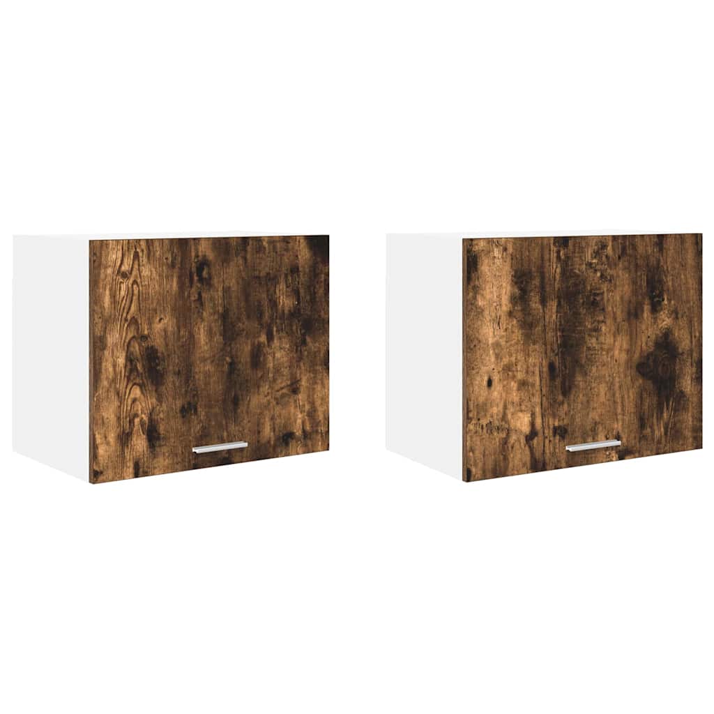Hängeschrank 2 pcs Geräucherte Eiche und Weiß 50 x 31 x 40 cm