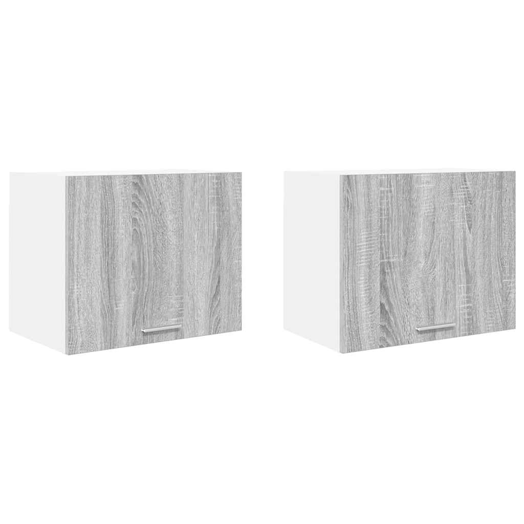 Hängeschrank mit Tür 2 pcs Grau Sonoma und Weiß 50 x 31 x 40 cm
