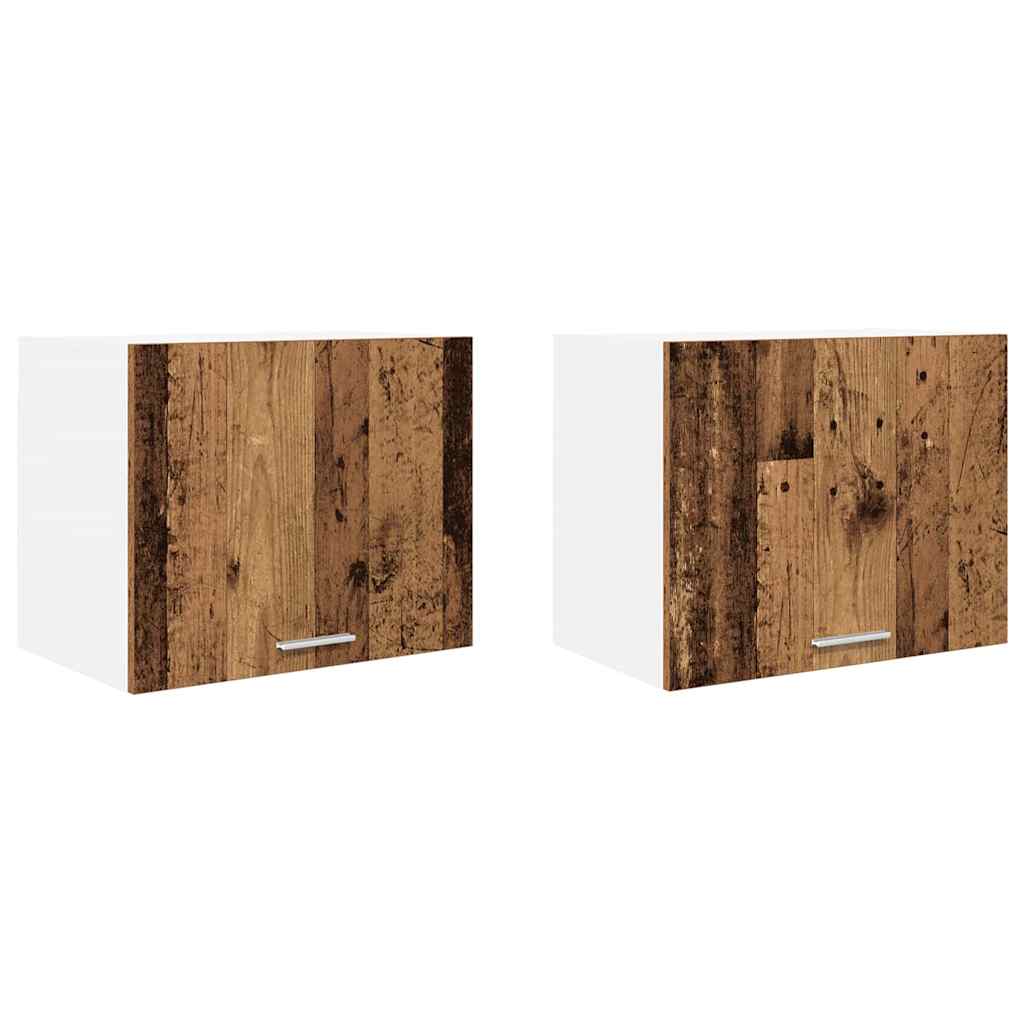 Hängeschrank mit Tür 2 pcs Altes Holz und Weiß 50 x 31 x 40 cm