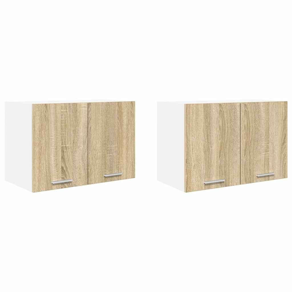 Hängeschrank 2 pcs Sonoma-Eiche und Weiß 60 x 31 x 40 cm