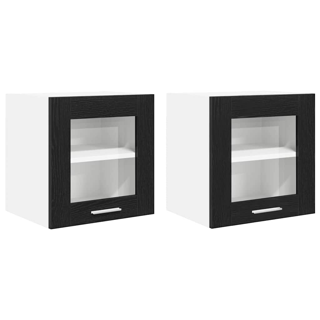 Hängeschrank mit Tür 2 pcs Schwarz Eichen-Optik 40 x 31 x 40 cm