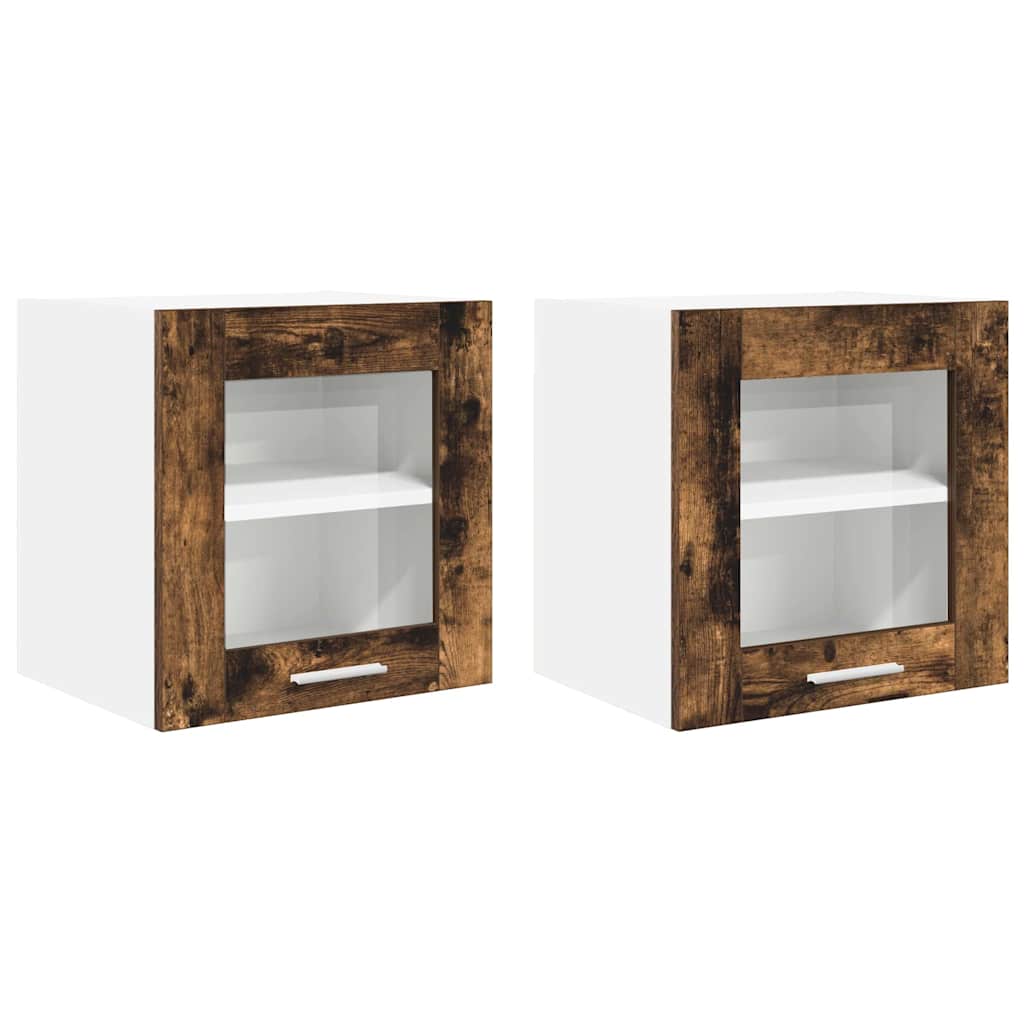 Hängeschrank mit Tür 2 pcs Geräucherte Eiche 40 x 31 x 40 cm