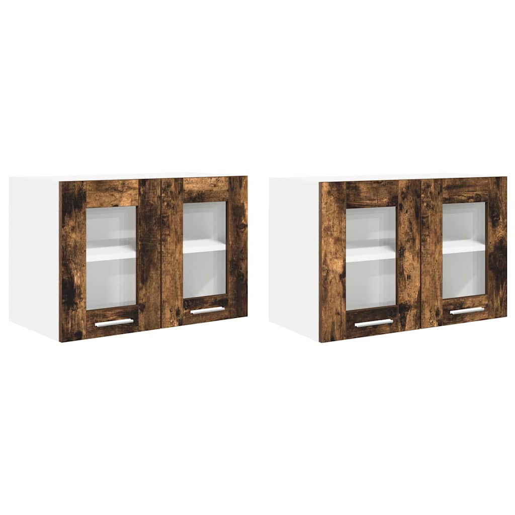 Hängeschrank mit Tür 2 pcs Geräucherte Eiche 60 x 31 x 40 cm