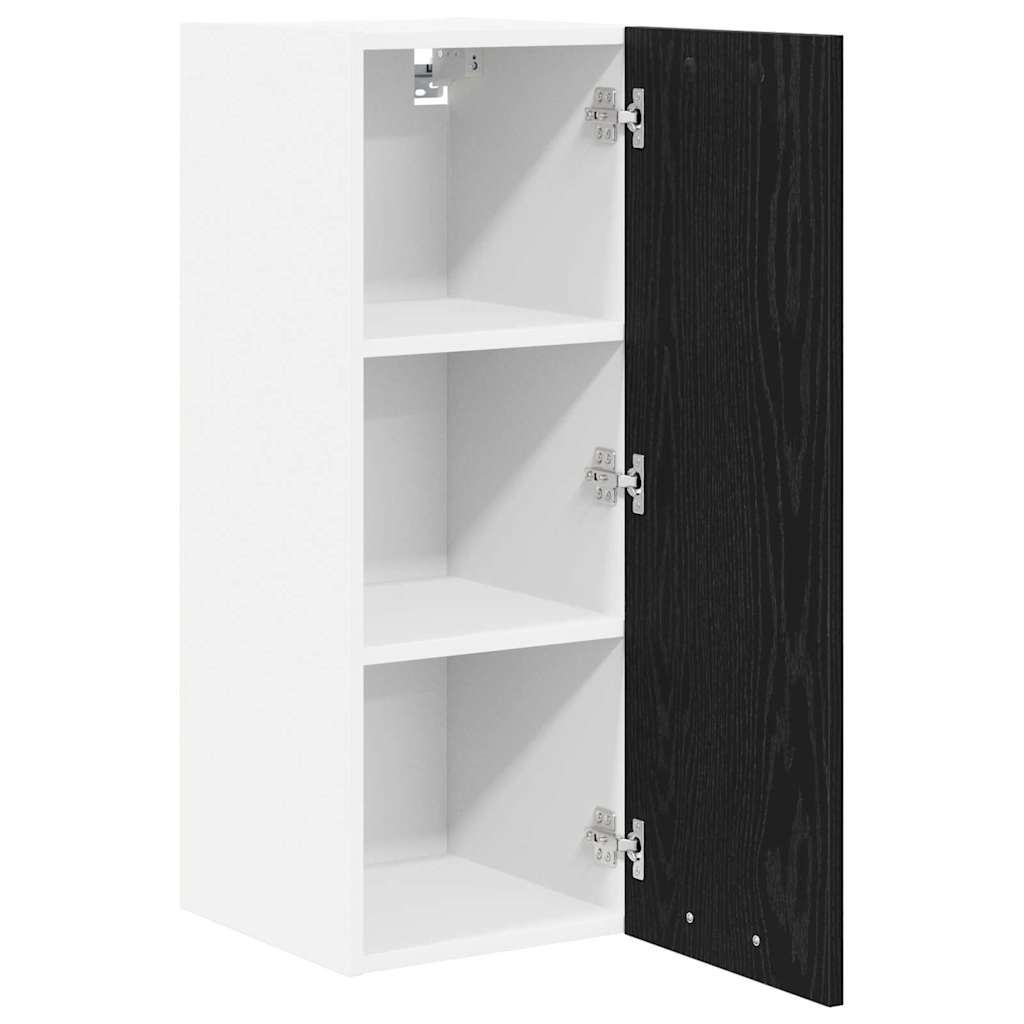 Hängeschrank mit Tür Schwarze Eiche und Weiß 30 x 31 x 80 cm