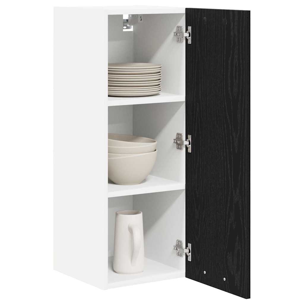 Hängeschrank mit Tür Schwarze Eiche und Weiß 30 x 31 x 80 cm