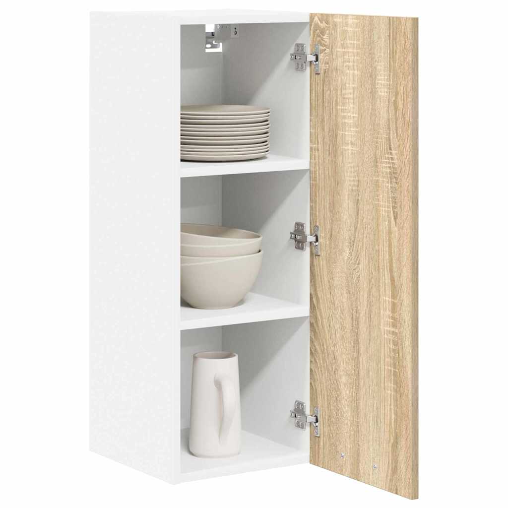 Hängeschrank 2 pcs Sonoma-Eiche und Weiß 30 x 31 x 80 cm