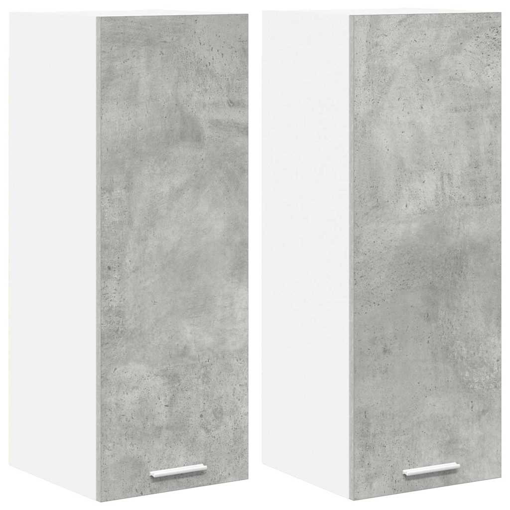 Hängeschrank mit Tür 2 pcs Betongrau und Weiß 30 x 31 x 80 cm