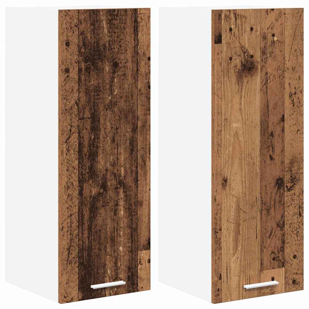 Hängeschrank mit Tür 2 pcs Altes Holz und Weiß 30 x 31 x 80 cm
