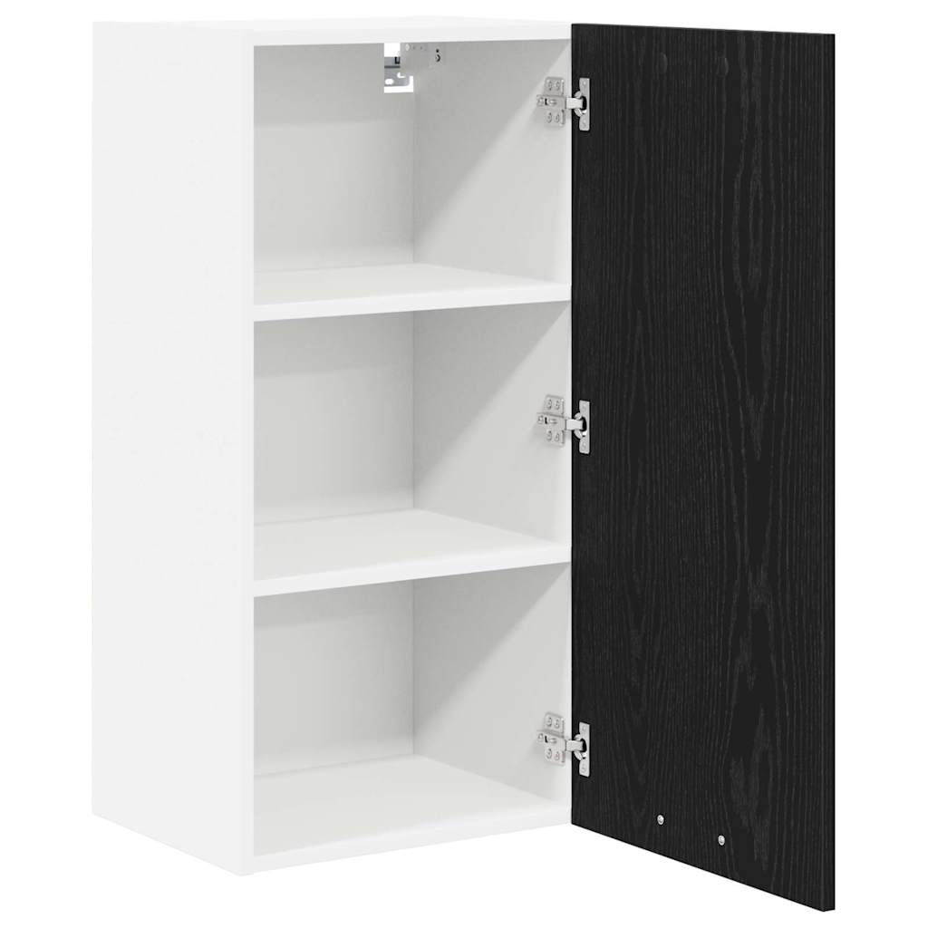 Hängeschrank Riga Schwarze Eiche und Weiß 40 x 31 x 80 cm