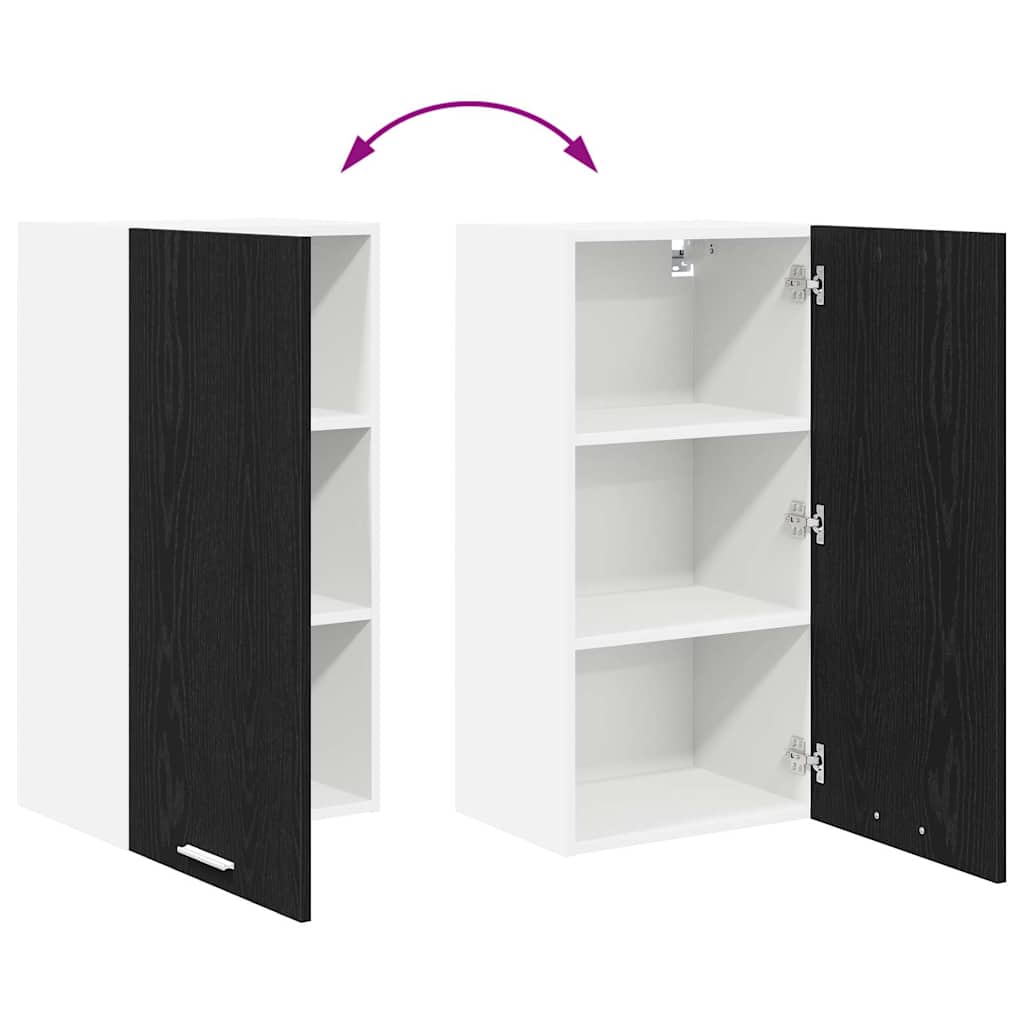 Hängeschrank Riga Schwarze Eiche und Weiß 40 x 31 x 80 cm