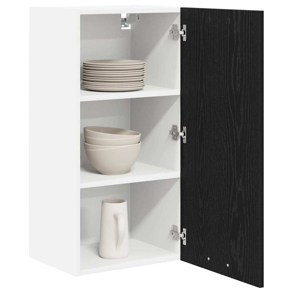 Hängeschrank Riga Schwarze Eiche und Weiß 40 x 31 x 80 cm