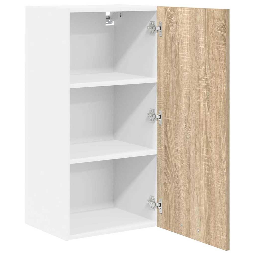 Hängeschrank mit Speicher Sonoma-Eiche und Weiß 40 x 31 x 80 cm