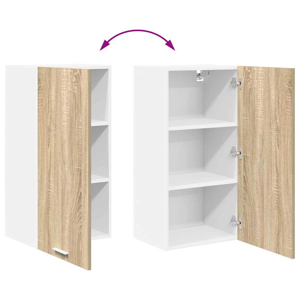 Hängeschrank mit Speicher Sonoma-Eiche und Weiß 40 x 31 x 80 cm