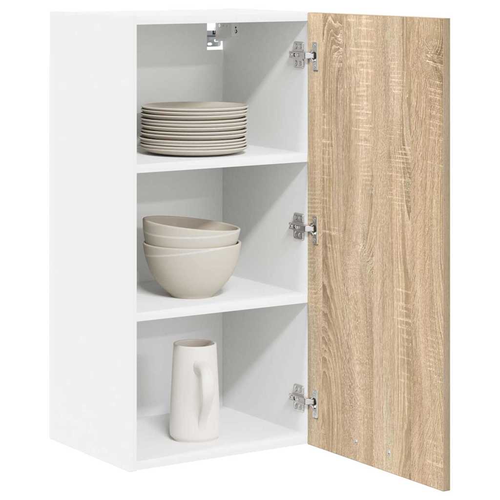 Hängeschrank mit Speicher Sonoma-Eiche und Weiß 40 x 31 x 80 cm