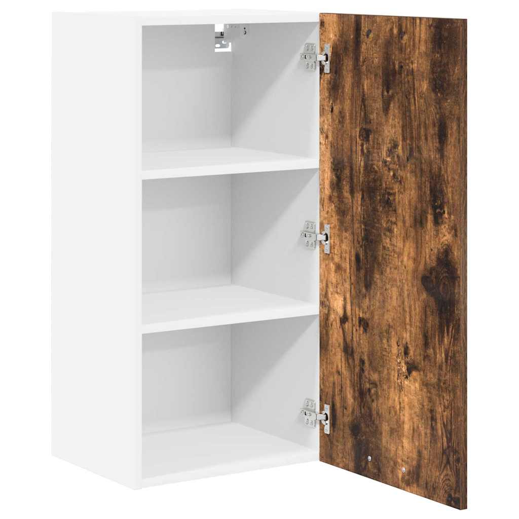 Hängeschrank mit Tür Geräucherte Eiche und Weiß 40 x 31 x 80 cm