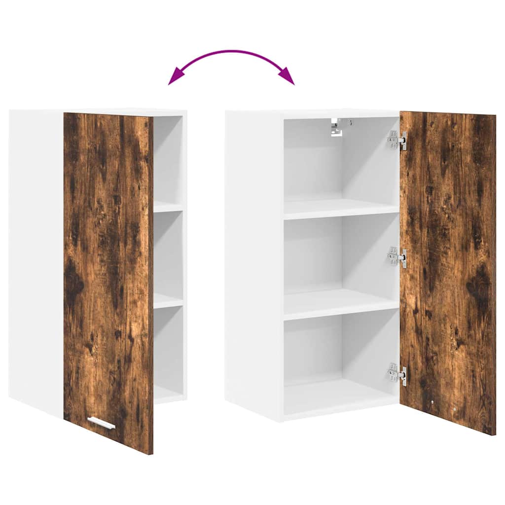 Hängeschrank mit Tür Geräucherte Eiche und Weiß 40 x 31 x 80 cm