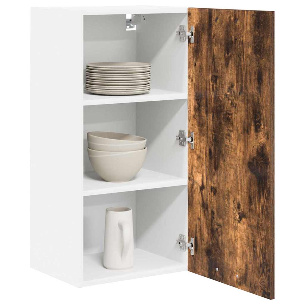 Hängeschrank mit Tür Geräucherte Eiche und Weiß 40 x 31 x 80 cm
