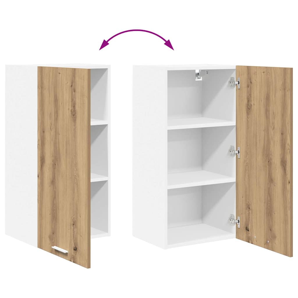 Hängeschrank mit Tür Artisan-Eiche und Weiß 40 x 31 x 80 cm