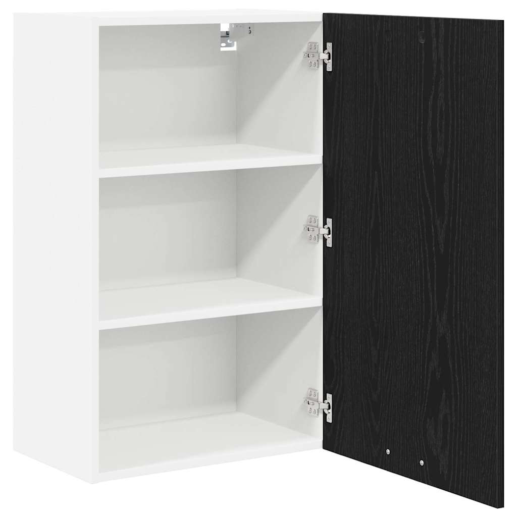 Hängeschrank mit Tür Schwarze Eiche und Weiß 50 x 31 x 80 cm