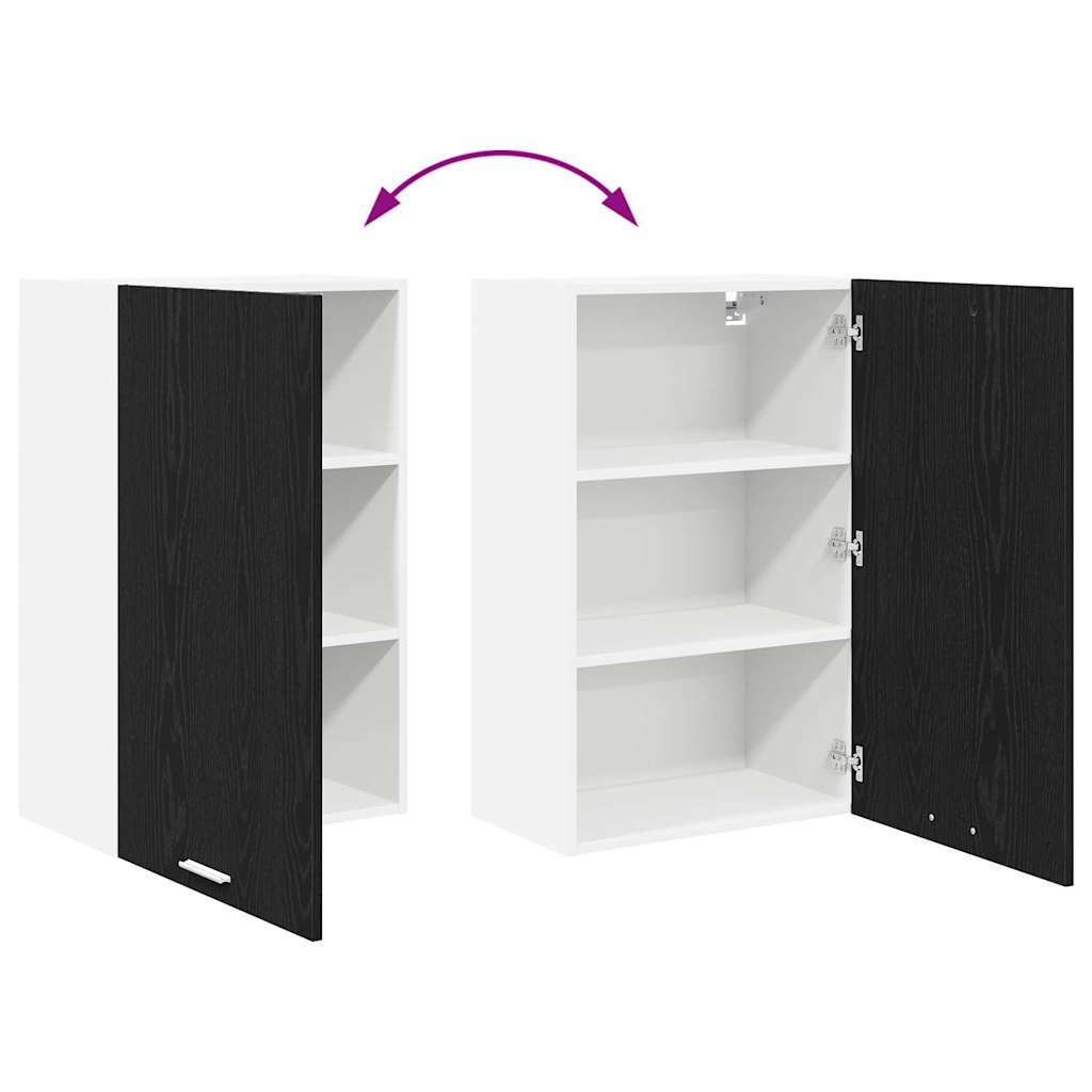 Hängeschrank mit Tür Schwarze Eiche und Weiß 50 x 31 x 80 cm