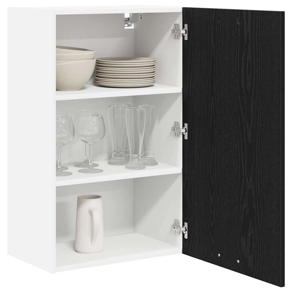 Hängeschrank mit Tür Schwarze Eiche und Weiß 50 x 31 x 80 cm