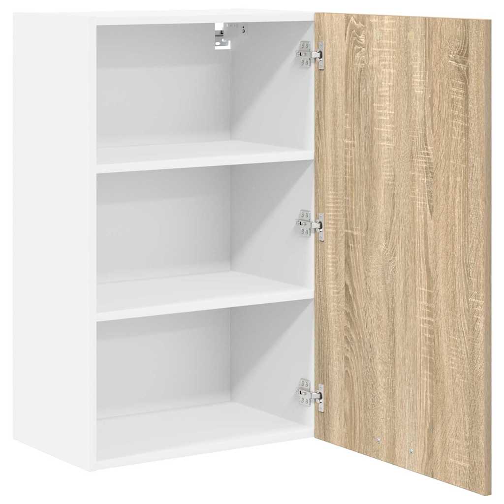 Hängeschrank mit Speicher Sonoma-Eiche und Weiß 50 x 31 x 80 cm