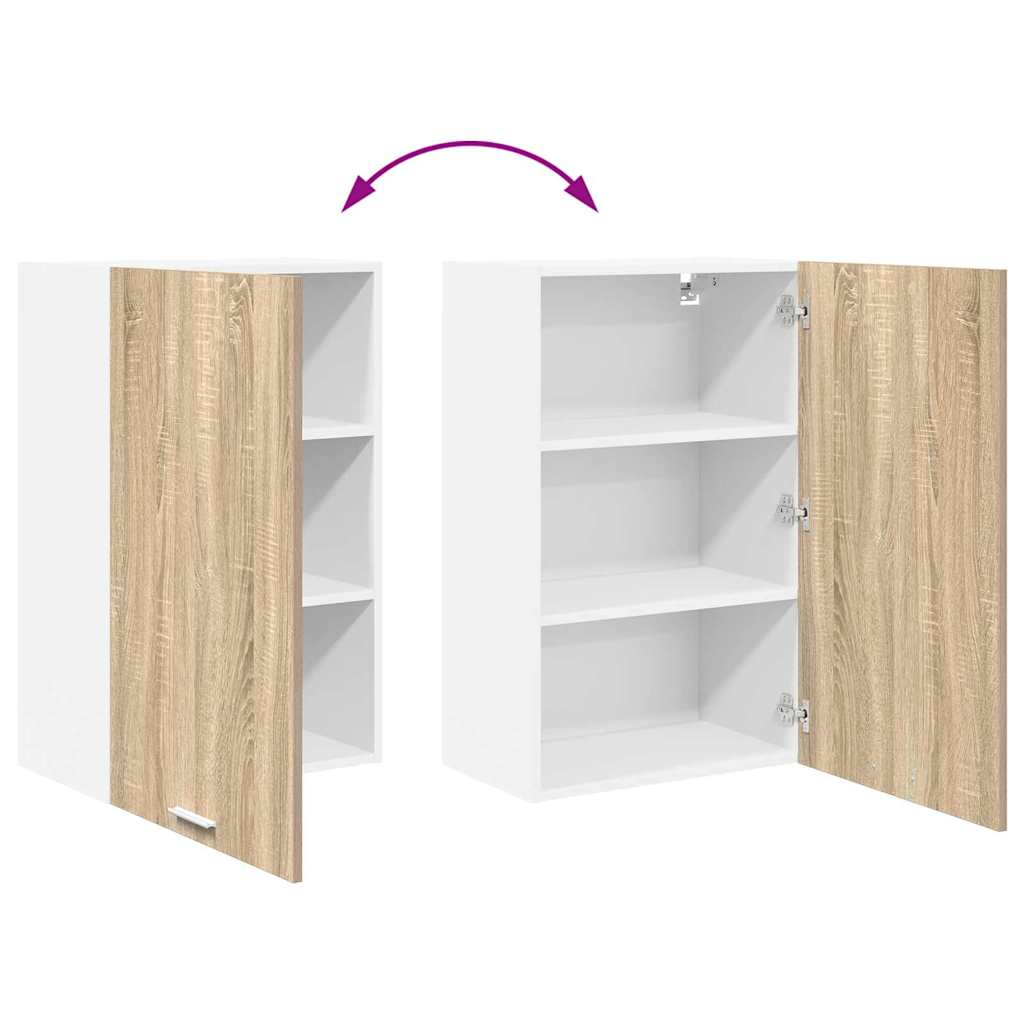 Hängeschrank mit Speicher Sonoma-Eiche und Weiß 50 x 31 x 80 cm