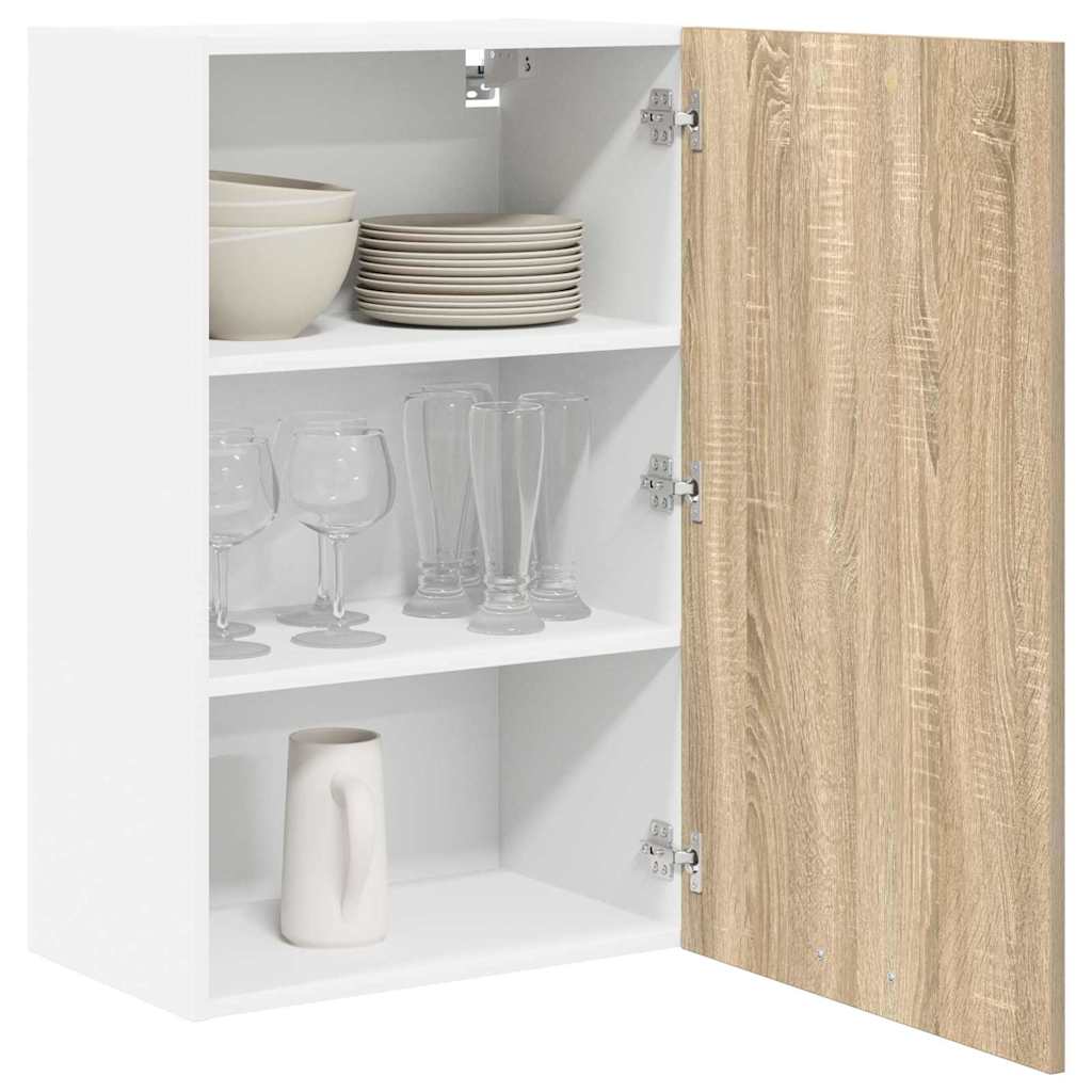 Hängeschrank mit Speicher Sonoma-Eiche und Weiß 50 x 31 x 80 cm