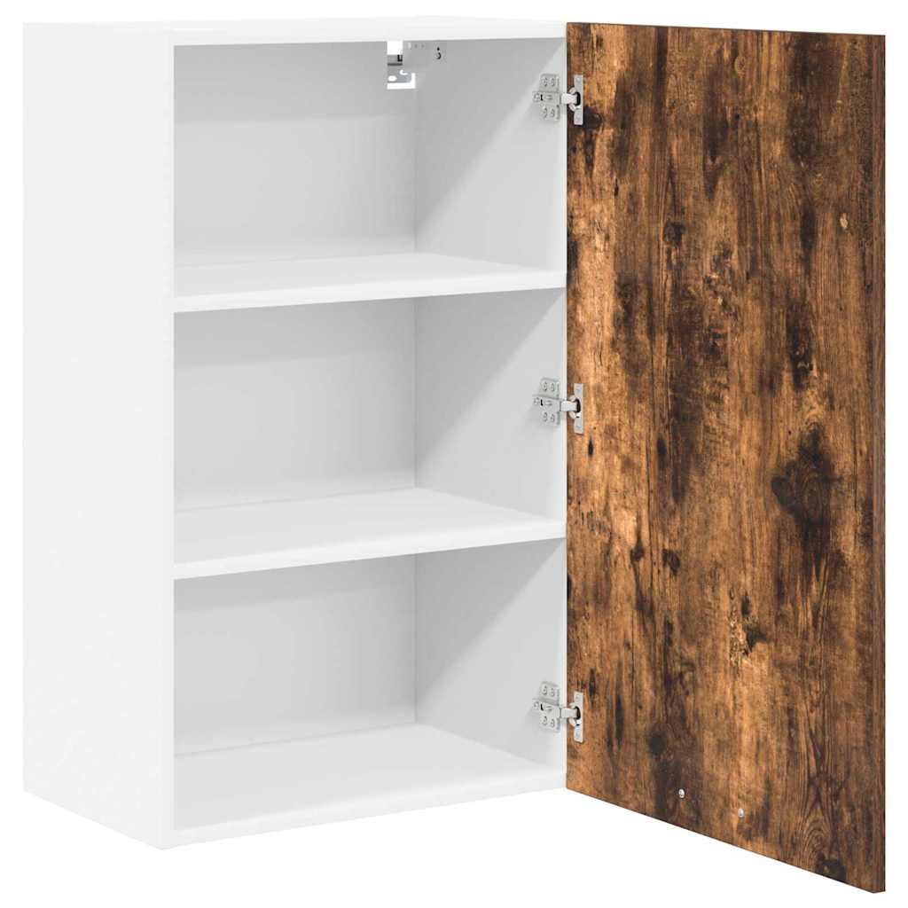 Hängeschrank mit Tür Geräucherte Eiche und Weiß 50 x 31 x 80 cm