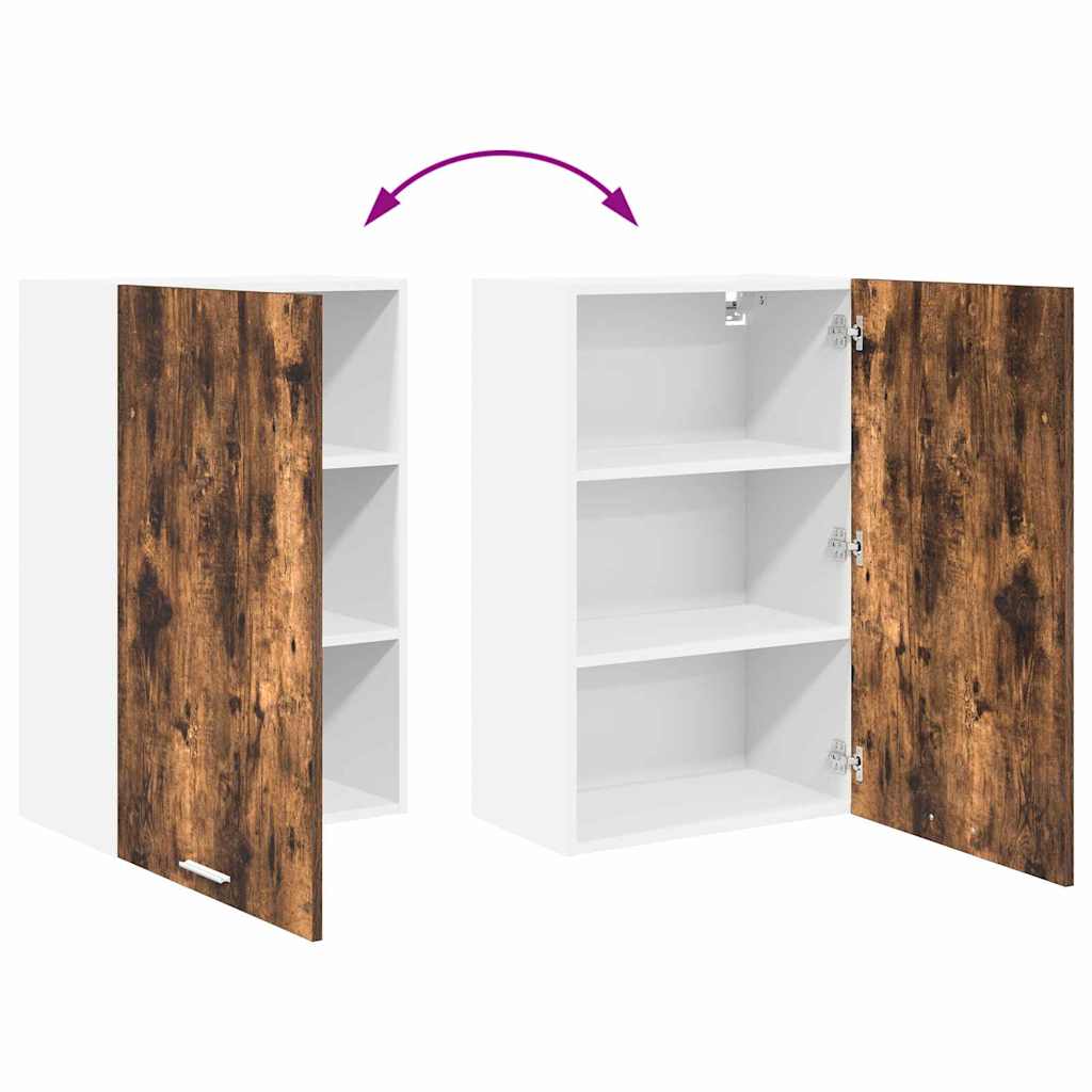 Hängeschrank mit Tür Geräucherte Eiche und Weiß 50 x 31 x 80 cm