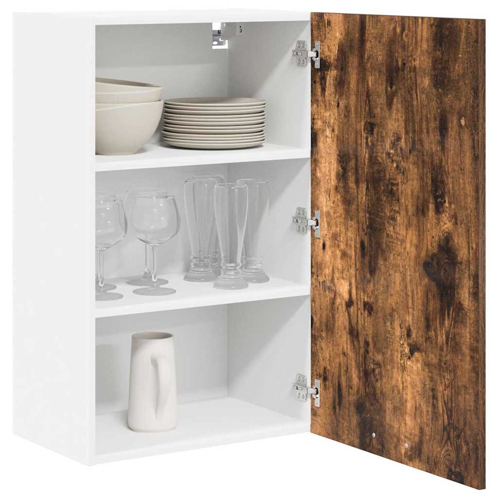Hängeschrank mit Tür Geräucherte Eiche und Weiß 50 x 31 x 80 cm