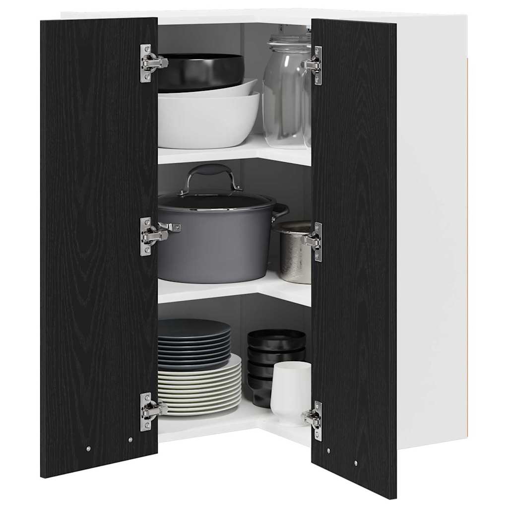 Hängeschrank Schwarze Eiche und Weiß 57 x 57 x 80 cm