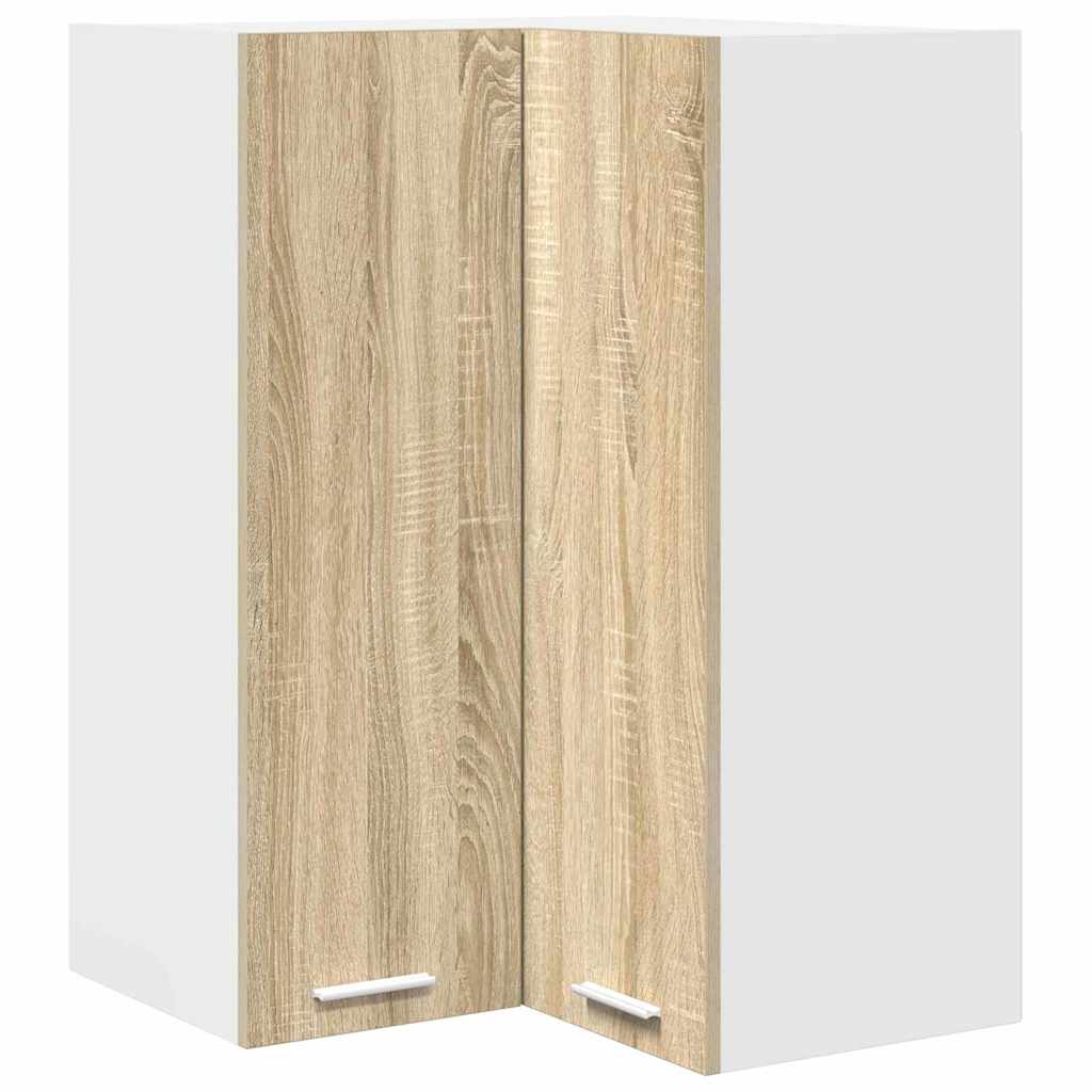Hängeschrank mit Speicher Sonoma-Eiche und Weiß 57 x 57 x 80 cm