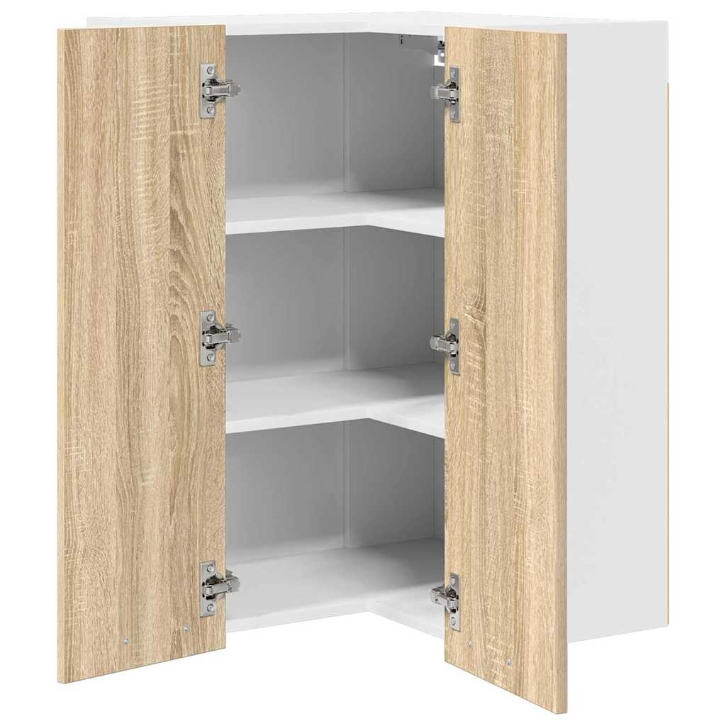 Hängeschrank mit Speicher Sonoma-Eiche und Weiß 57 x 57 x 80 cm